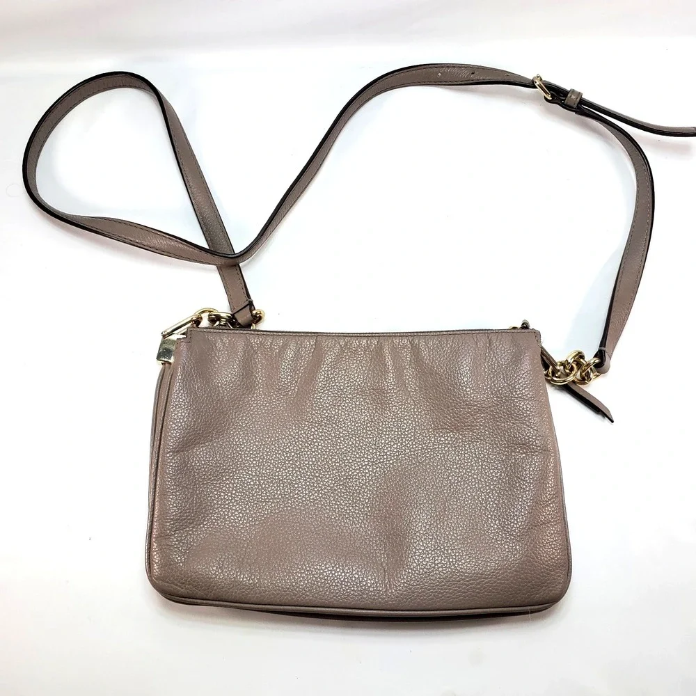 Kate Spade New York Leila Womens Leather‎ Triple Gusset Crossbody Bag Taupe Nude